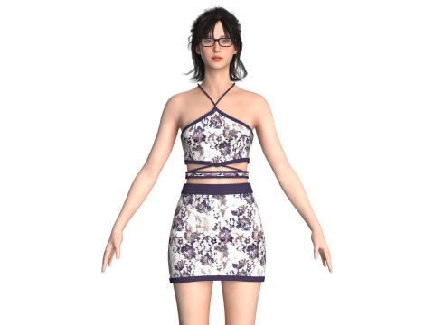 Girls Crop Top With Skirt V3 3D मॉडल