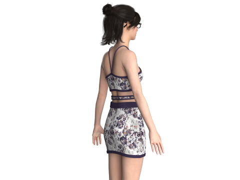 Girls Crop Top With Skirt V3 Model 3D