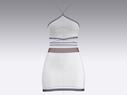 Girls Crop Top With Skirt V3 Model 3D