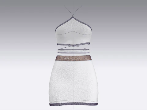 Girls Crop Top With Skirt V3 3D Model