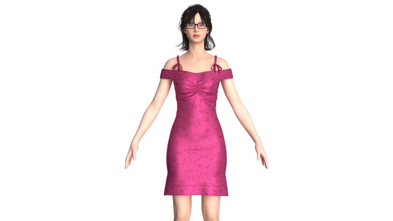 Girls Fashion Party Dress Model 3D .c4d .max .obj .3ds .fbx .stl .blend