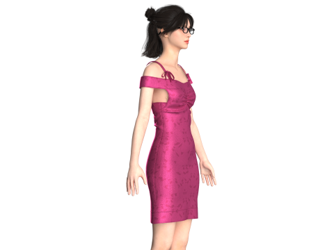 Girls Fashion Party Dress 3D 模型