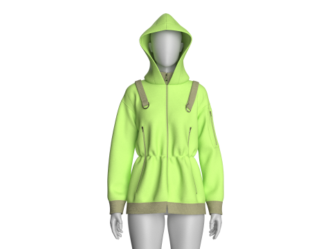 Girls Hooded Jacket V3 3D Model