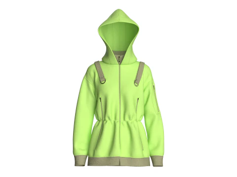 Girls Hooded Jacket V3 3D Model