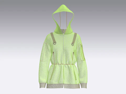 Girls Hooded Jacket V3 3D Model