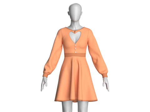 Girls Midi Dress V5 Model 3D