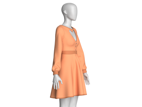 Girls Midi Dress V5 3D Model