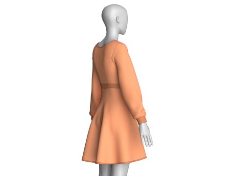 Girls Midi Dress V5 3D Model