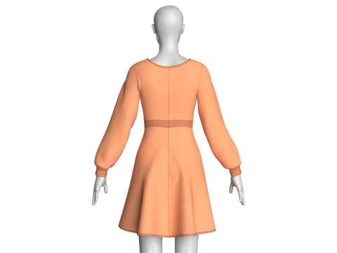 Girls Midi Dress V5 3D Model