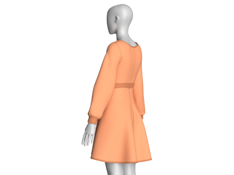 Girls Midi Dress V5 3D Model