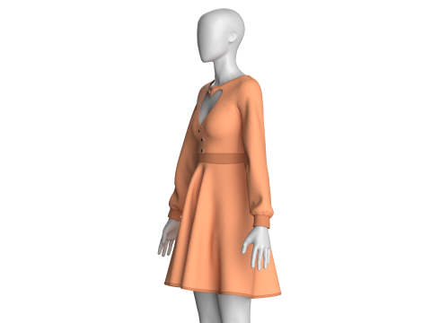 Girls Midi Dress V5 3D Model