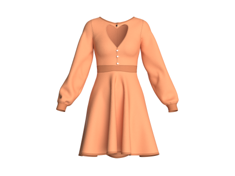 Girls Midi Dress V5 3D Model