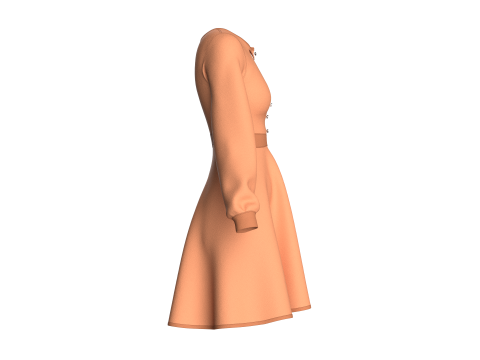 Girls Midi Dress V5 3D Model