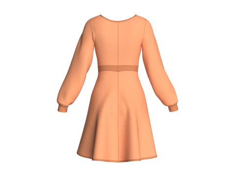 Girls Midi Dress V5 3D Model
