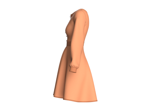Girls Midi Dress V5 3D Model