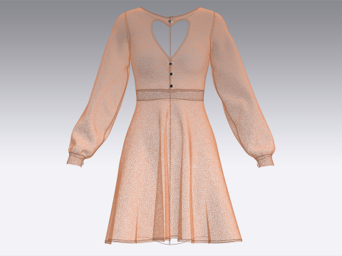 Girls Midi Dress V5 3D Model