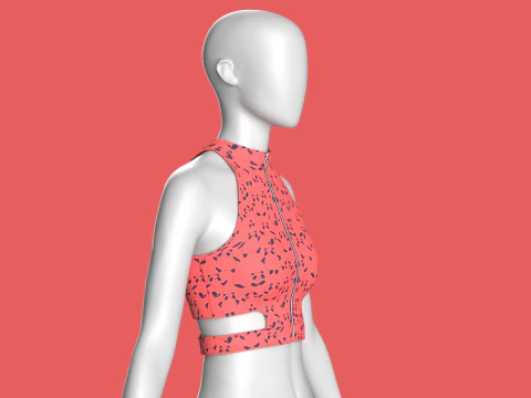 Girls Sleeveless Zip Top 3D Model
