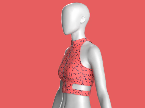 Girls Sleeveless Zip Top 3D Model