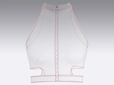 Girls Sleeveless Zip Top 3D Model