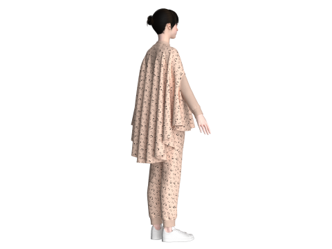 Ladies Printed Cope Tops With Jogger-Outfit 3D Model