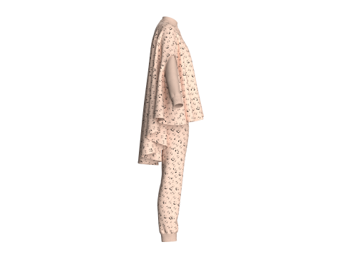 Ladies Printed Cope Tops With Jogger-Outfit 3D Model