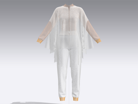 Ladies Printed Cope Tops With Jogger-Outfit 3D Model