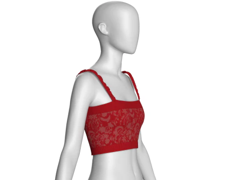 Girls Printed Crop Top V2 3D Model