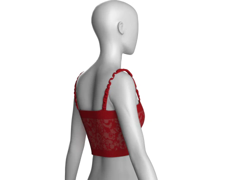 Girls Printed Crop Top V2 3D Model