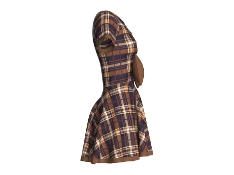 Girls Striped Short Dress 3D Model