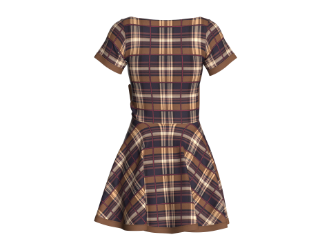 Girls Striped Short Dress 3D Model