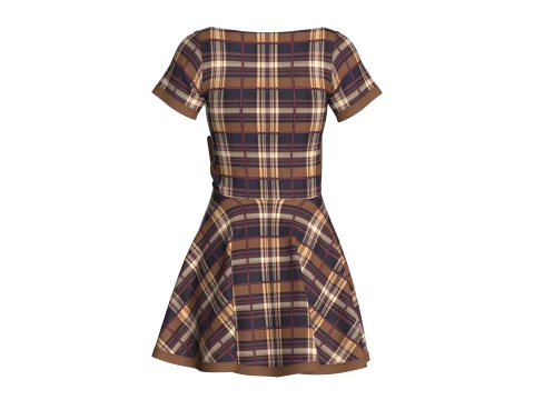 Girls Striped Short Dress 3D Model