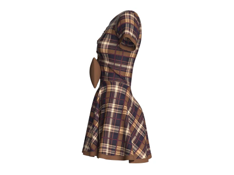 Girls Striped Short Dress 3D Model