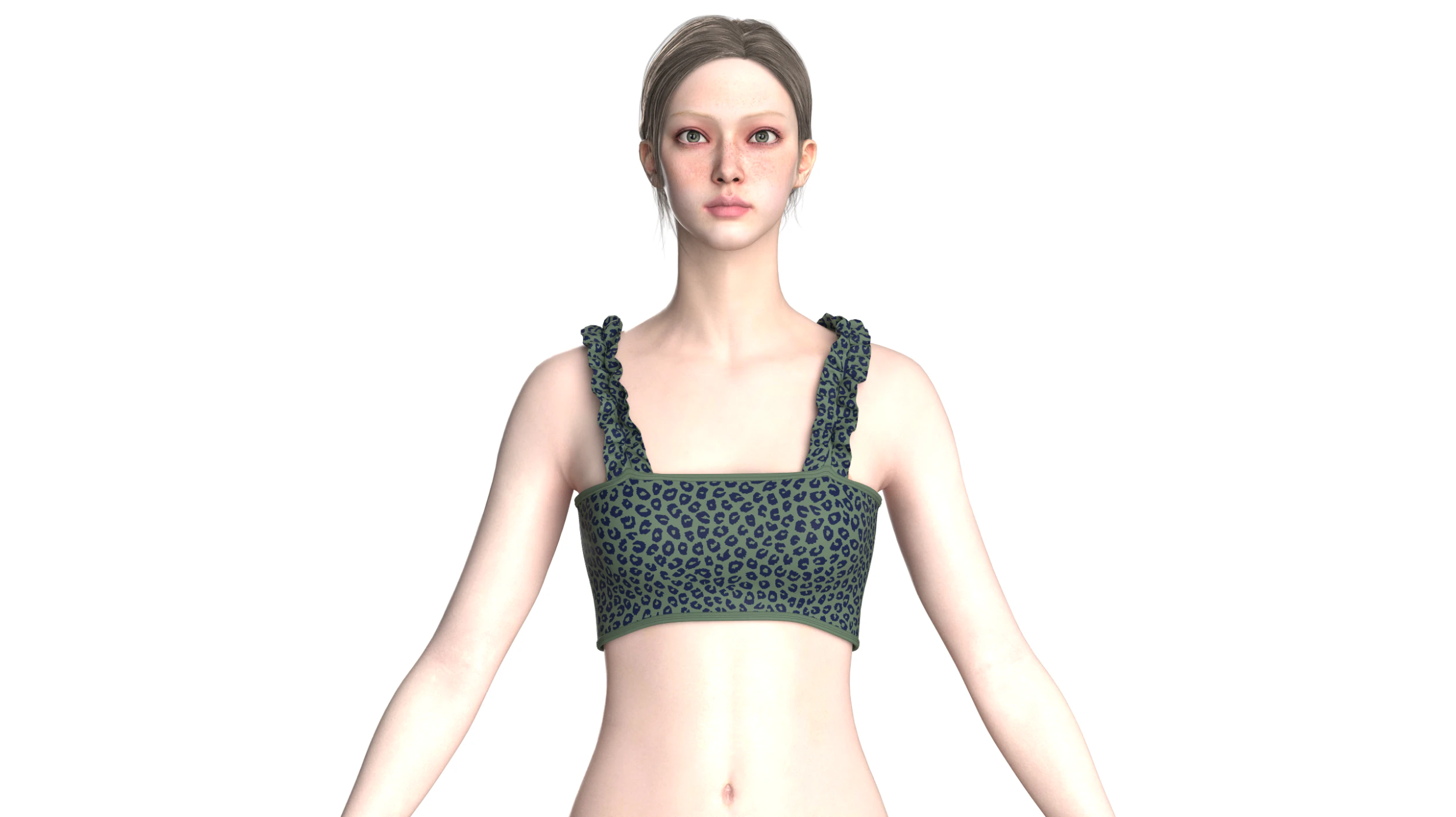 Girls Printed Crop Top V3 3D Model .c4d .max .obj .3ds .fbx .stl .blend 
