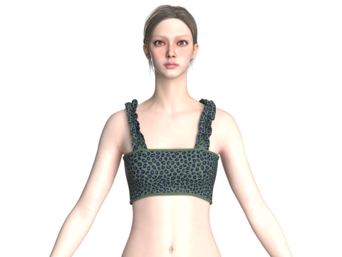Girls Printed Crop Top V3 Model 3D
