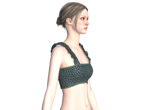 Girls Printed Crop Top V3 3D Model