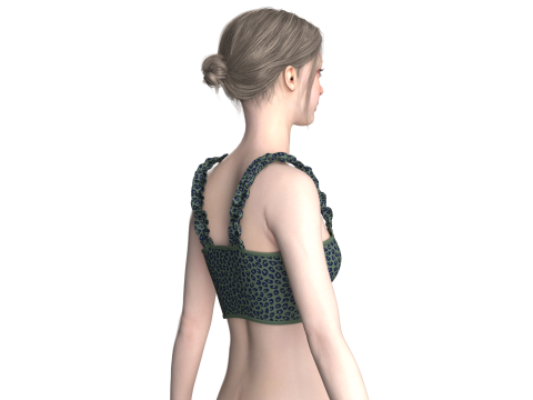 Girls Printed Crop Top V3 3D Model