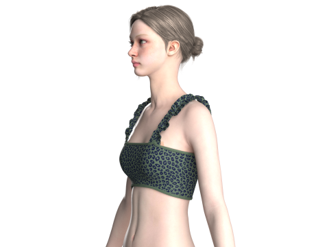 Girls Printed Crop Top V3 3D Model