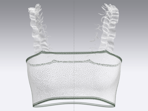 Girls Printed Crop Top V3 3D Model