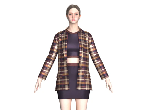 लड़कियों के लिए कॉर्पोरेट फैशन ड्रेस 3D मॉडल