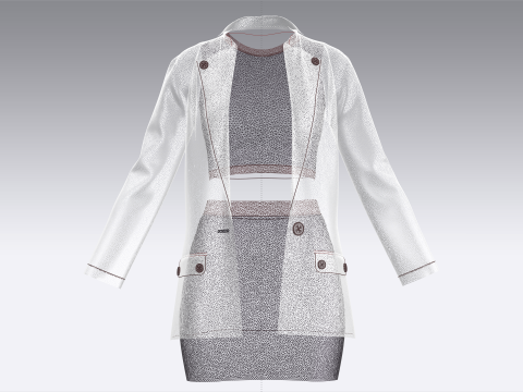 Abito moda aziendale per ragazze Modello 3D
