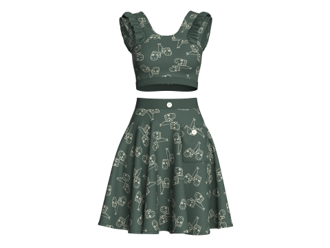 女孩短上衣配裙子 V4 3D 模型