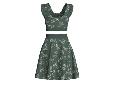 Girls Crop Top With Skirt V4 3D Model