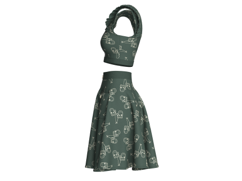 女孩短上衣配裙子 V4 3D 模型