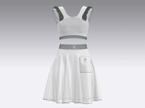 Girls Crop Top With Skirt V4 3D Model