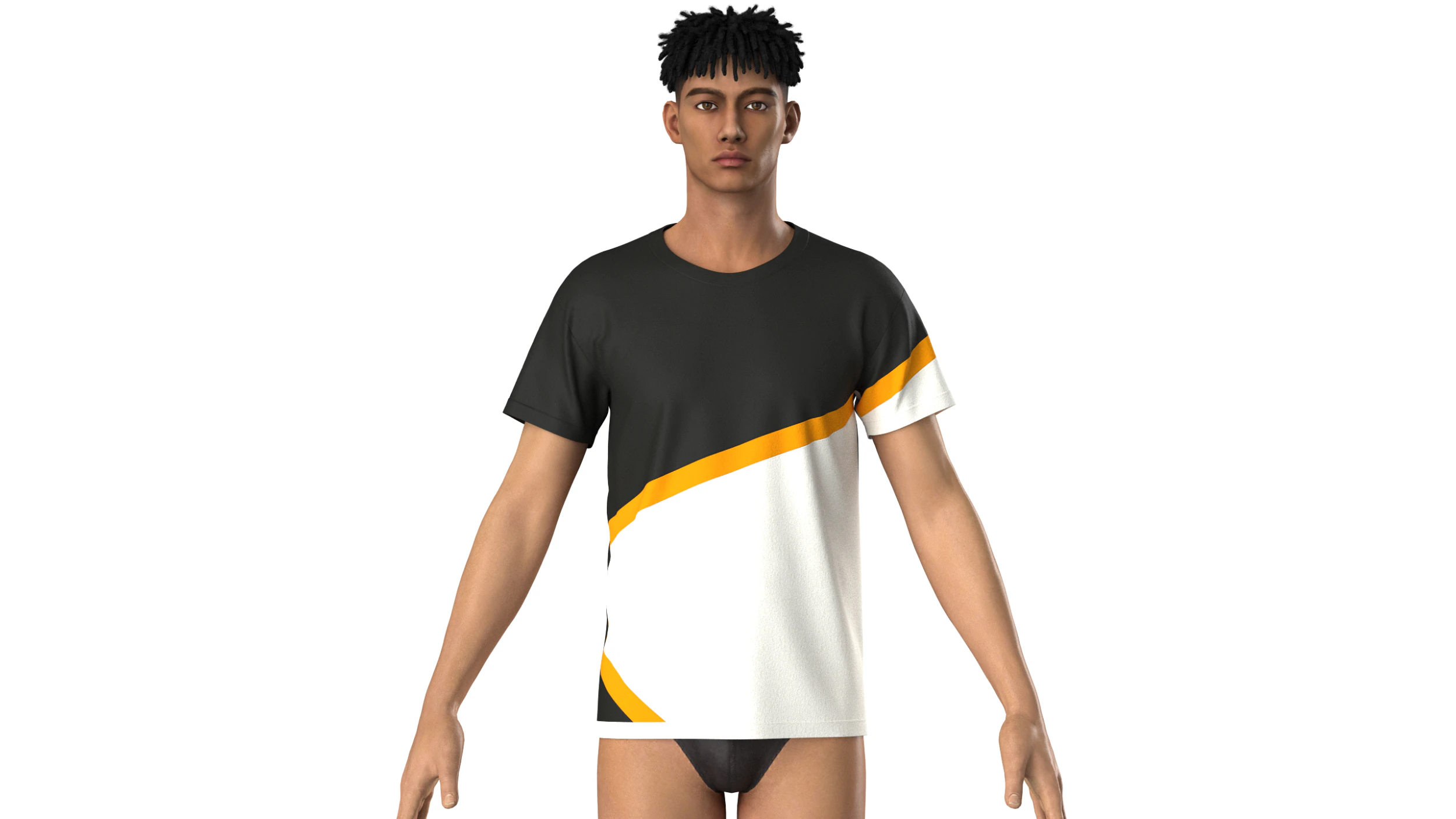 Men 2 Ton Color Tshirt 3D Model .c4d .max .obj .3ds .fbx .stl .blend 