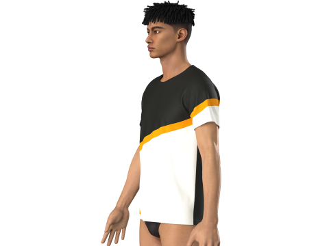 Heren 2-kleurig T-shirt 3D Model