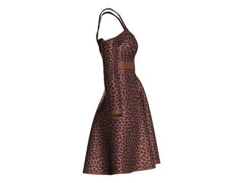 Girls Printed Midi Dress V4 3D Model