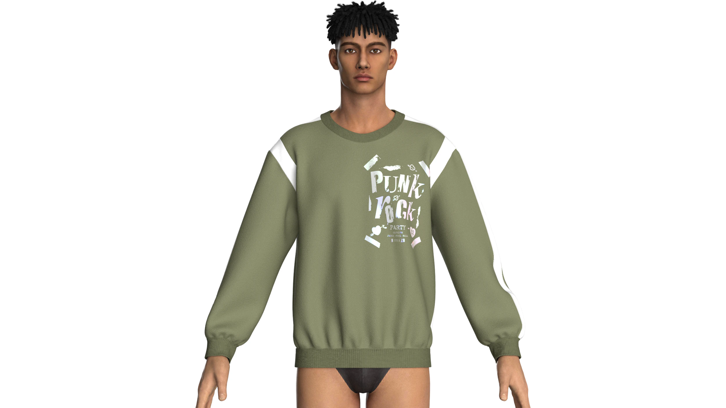 Men Iridescence Printed Sweatshirt 3D Model .c4d .max .obj .3ds .fbx .stl .blend