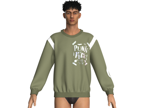 Moletom estampado iridescência masculino Modelo 3D