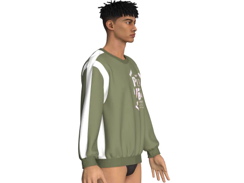 Men Iridescence Printed Sweatshirt 3D Model